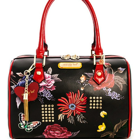 Nicole Lee Handbags - NWT Nicole Lee Black Floral Boston Handbag
